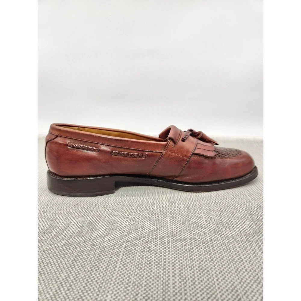 Allen Edmonds Cody 10 C Loafer Brown Leather Dress Shoes Tassel Kiltie  Woven